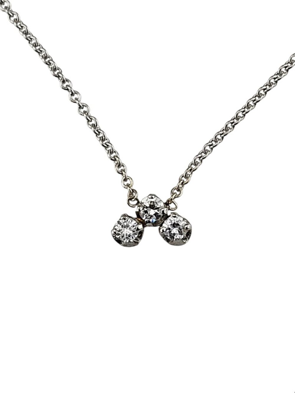 14K White Gold Diamond Pendant Necklace 17" #25902